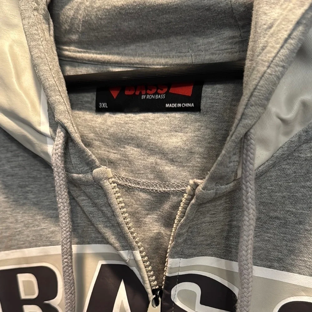 Bass by Ron Bass vintage full zip Gray Hoodie EUC 3XL